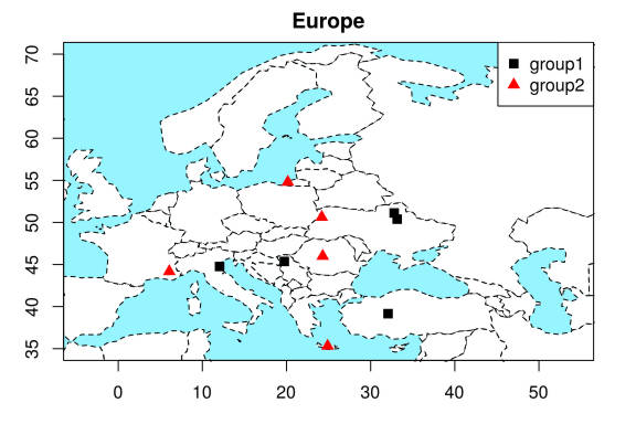 A map of Europe plotted in R