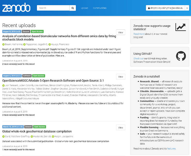 Zenodo research data repository